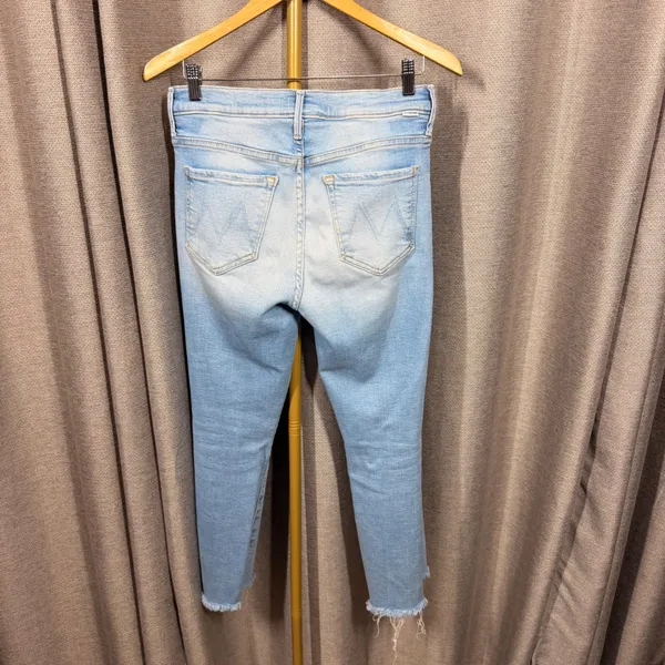 Mother The Insider Crop Step Fray Jeans Light Blue Wash Size 29‎ Limited Edition - Image 8