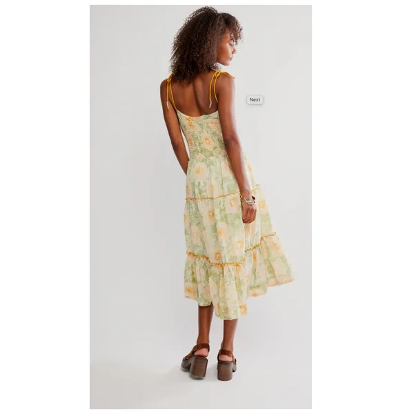 Free People Adriel Tie Strap Tiered Midi Dress Size Small - Image 2