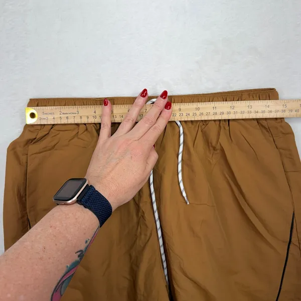FISOEW Large Track Pants Brown Baggy Wide Leg Cropped Toggle Hem Gorpcore Sporty - Image 10