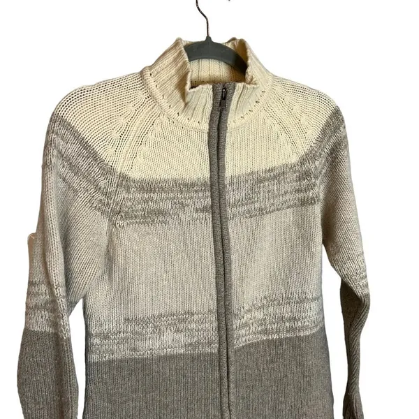 Patagonia 100% Lambswool Full Zip Sweater Jacket Women S Cream Taupe Wool - Image 3
