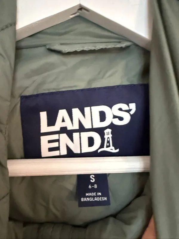 Lands End green Sherpa quilted jacket size small - Image 3
