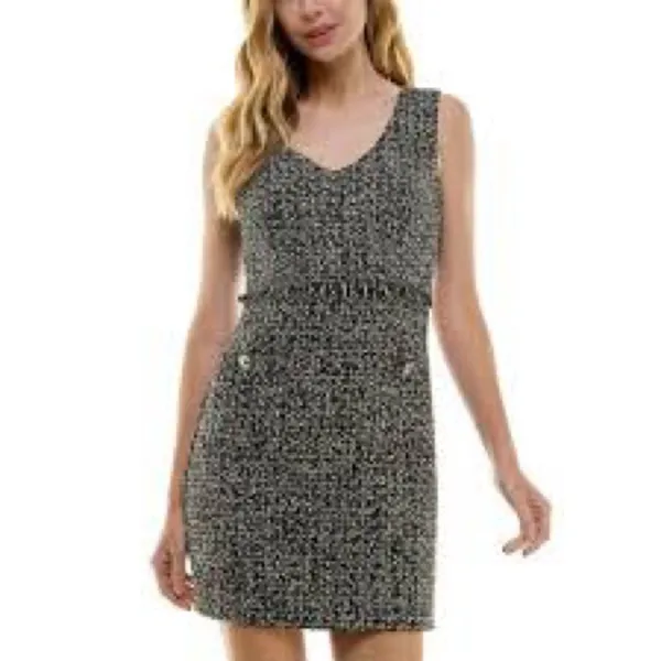 City‎ Studio Juniors Gray Tweed Pocket Sleeveless Mini Dress Size 3/4 Graduation - Image 6