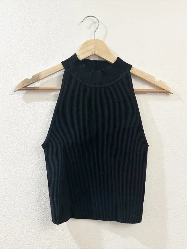 Aritzia‎ Babaton Sculpt Knit Mockneck Halter Top Black Size XS - Image 3