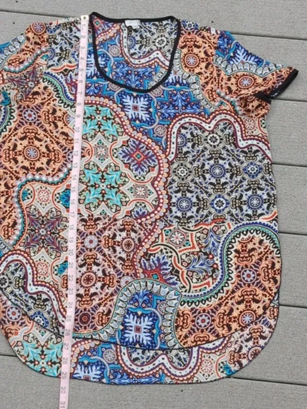 Spense Colorful High Low Hem Short Sleeve Shirt | Spense Boho Print Top - Image 10