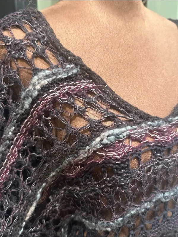 Free People Boho Mixed‑Material Woven Knit Sweater – Size Medium - Image 3