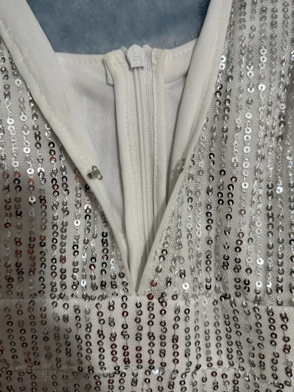 Double Crazy Women's Deep V-Neck Sleeveless Wide Leg Sequin Jumpsuit 1XL - Image 5