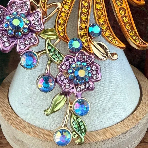 Multicolor Rhinestone Phoenix Statement Brooch - Image 6