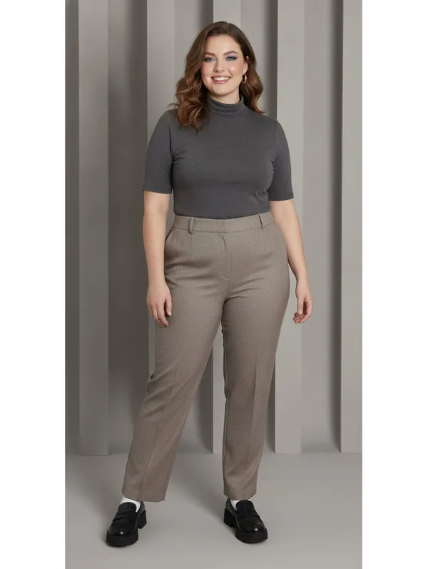 Wet Seal Trousers Sz L Taupe Brown Sparkle Tweed Straight Leg Pants Y2K Vintage - Image 7