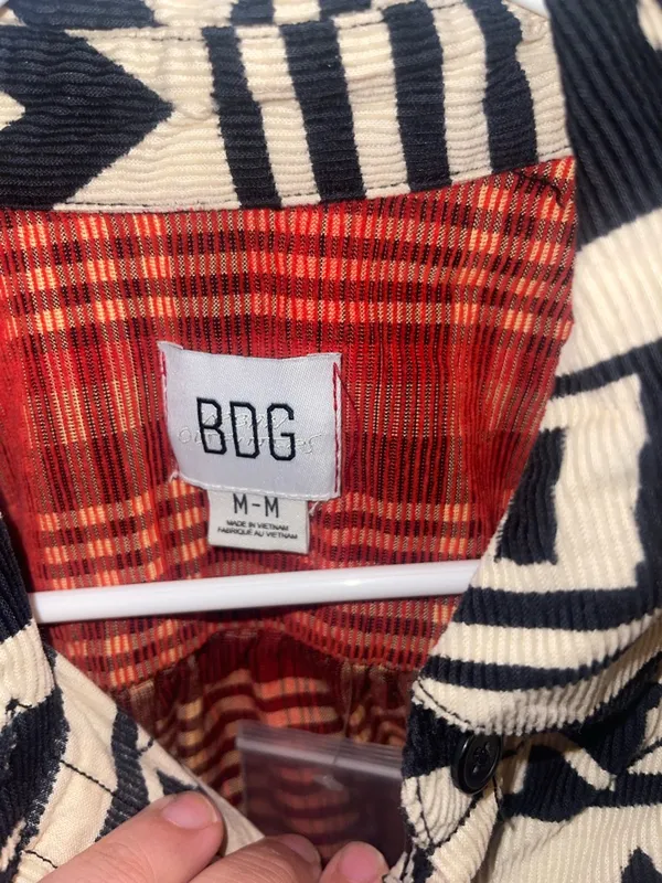 NWT Urban Outfitters Mushroom Mixed Pattern Button Down Courderoy Top Sz Medium - Image 3