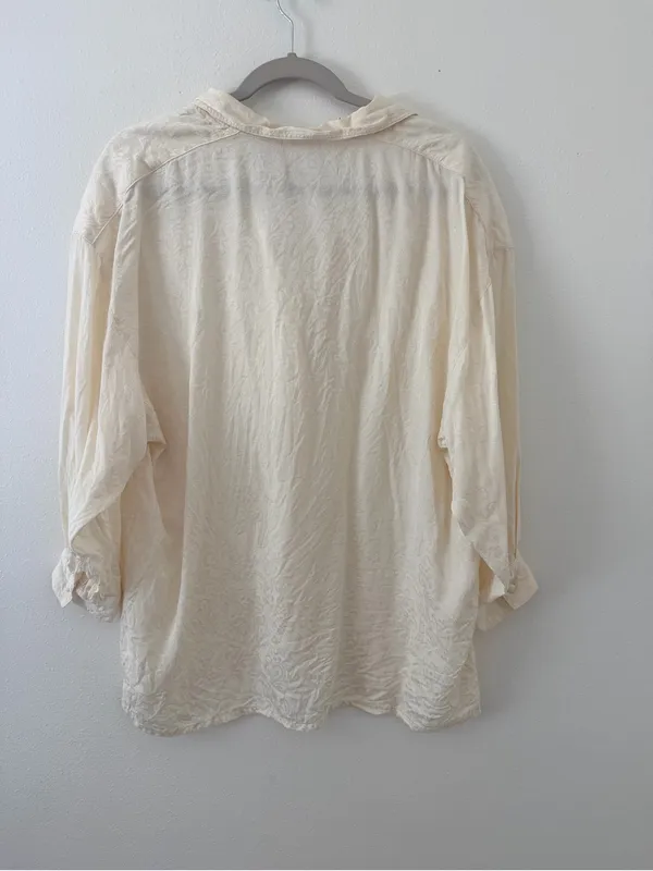 Signature Silk Paisley Textured Neutral Quiet Luxury Old Money Button Down XL - Image 7