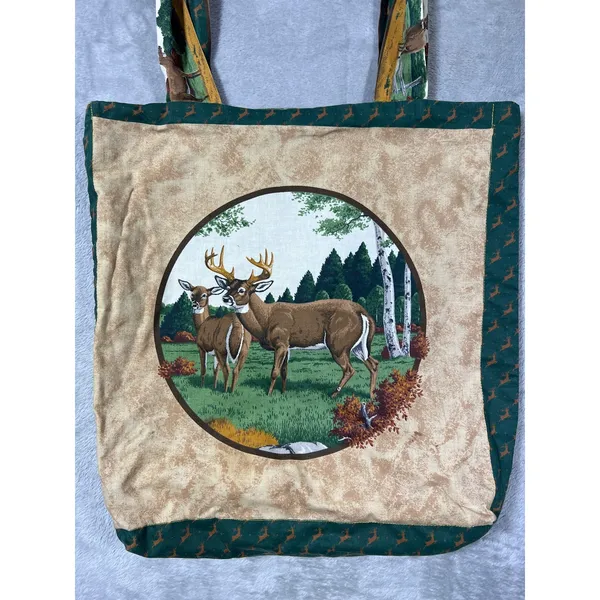 Handmade Deer Outdoors Print Tote Bag Nature Forest Shoulder Bag Canvas Style - Image 7