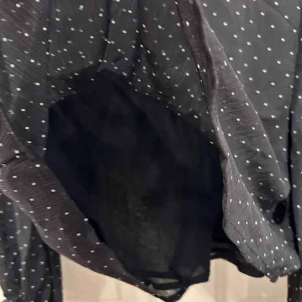 Who What Wear Womens Black Polka Dot Chiffon Balloon Sleeve Blouse‎ M Coquette - Image 3