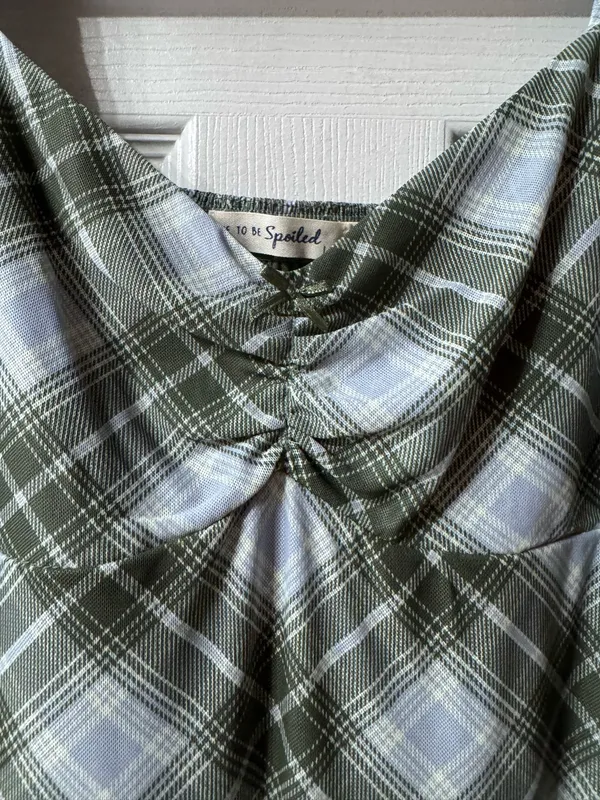Born to be spoiled plaid dress with slip (fits medium or small) - Image 2
