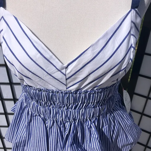 🔷Miley & Molly Blue Stripe Peplum Tank Blouse - Image 4