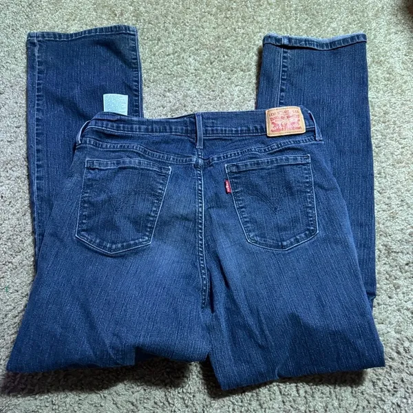 Levis 505 Straight Leg Jeans Womens 12 Dark Wash Denim Mid Rise Blue Pants - Image 4