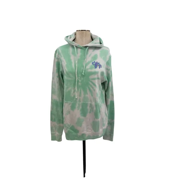 Roller Rabbit Tie Dye Hoodie Mint‎ Green Monkey Embroidered Pullover Size XS - Image 3
