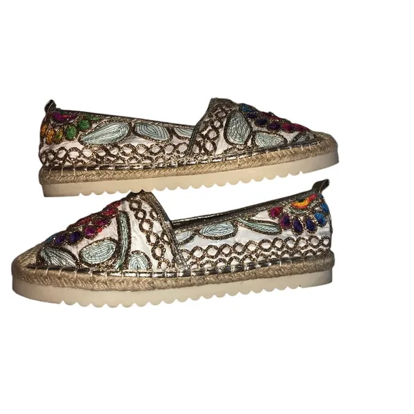 Patrizia Spring Step Maylis Embroidered Espadrilles Size 39 8-8.5 Boho Flats - Image 2