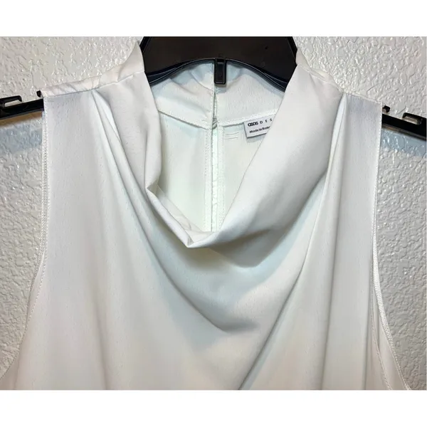 Women's ASOS Draped Cowl Neck Sleeveless Lightweight Summer Blouse White Size 8 - Image 2