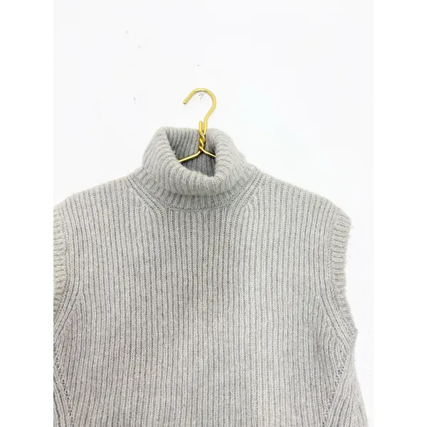 Zara Open Back Cozy Knit Vest Size Small Cream High Neck Chic Quiet Luxury - Image 5