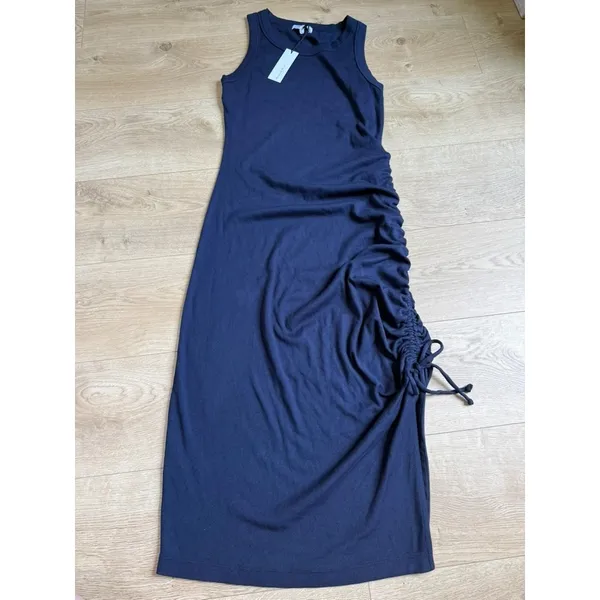 NWT Michael Stars Hope Midi Dress with tie ultra‎ rib Admiral blue high neck 1X - Image 2
