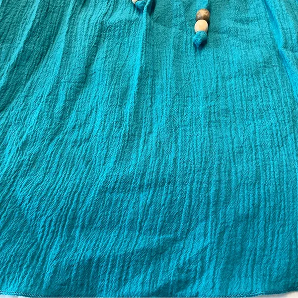 Fleurish Aqua Gauze Cotton Tank Top Y2K Boho Women Junior Sz S Crossback Straps - Image 3