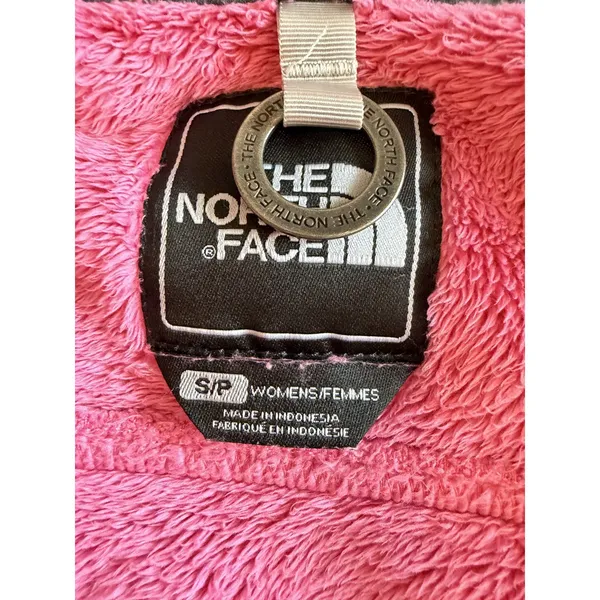 The North Face Jacket Womens Small Pink Soft Fleece Hooded Full Zip Outdoor - Image 3