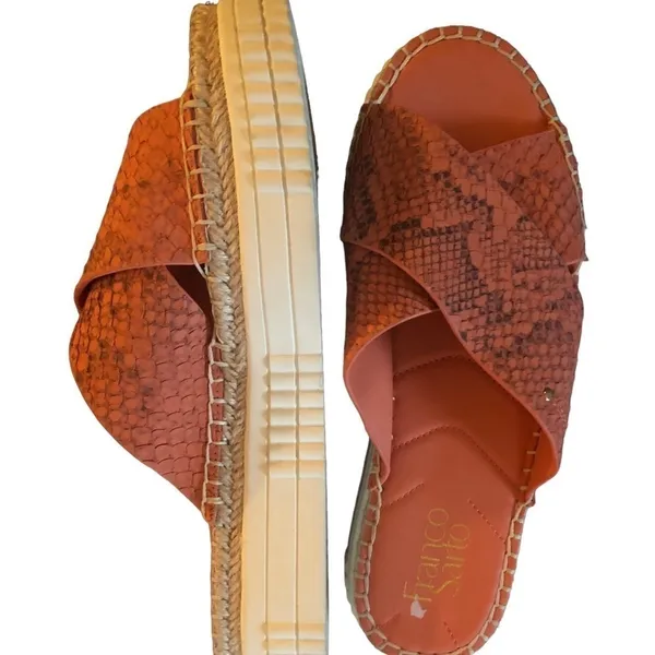 Franco Sarto Birch Slide Platform Sandal 8.5 Salmon Python Print Festival Summer - Image 7
