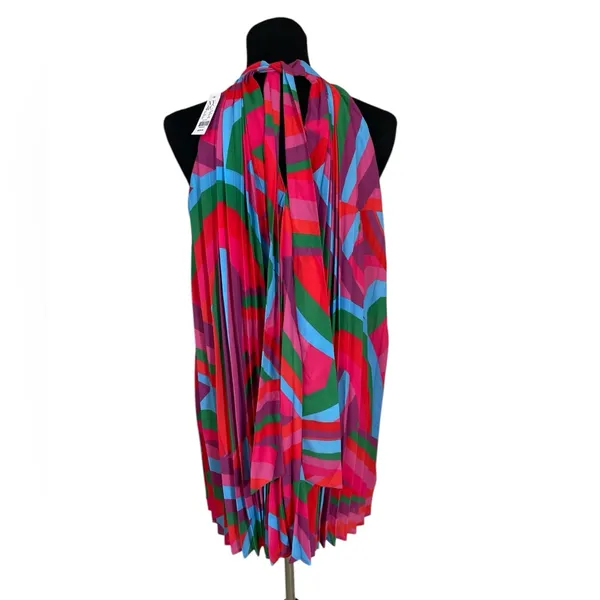 Flying Tomato Halter Neck Pleated Geo Print Mini Dress - Image 4