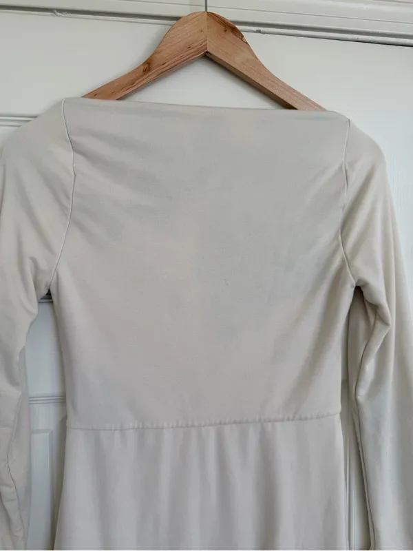 Oh Polly Amryn Ivory Off White Long Sleeve Mini Dress Sweetheart Neckline 10 - Image 6
