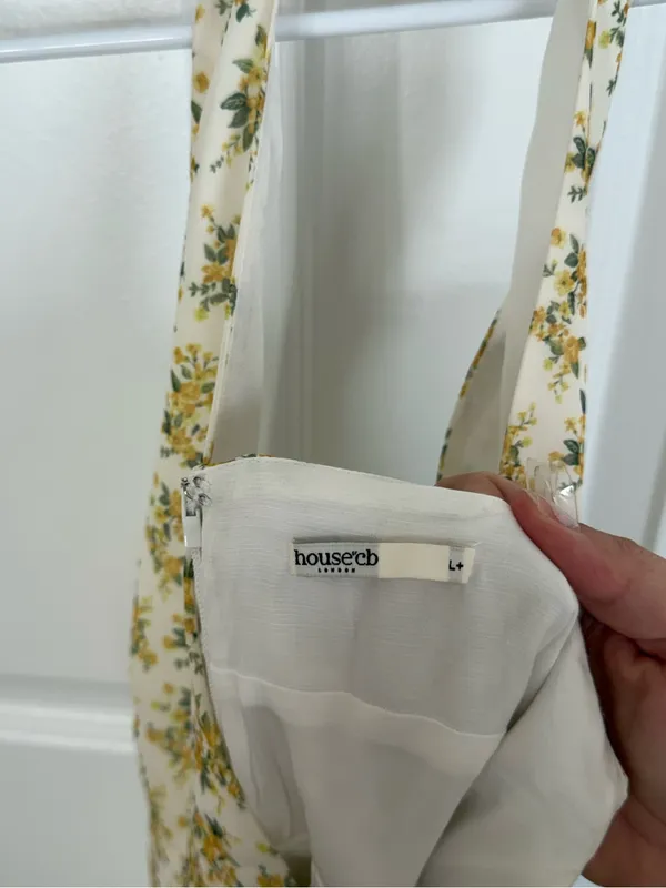 House of CB Solada Ivory Vintage Floral Print Georgette Halter Sundress XL - Image 12