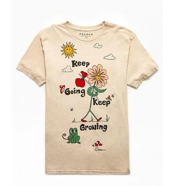 Pacsun 100% Cotton Keep Going Growing Make Waves Crew Neckline Novelty T-Shirt M - Image 2