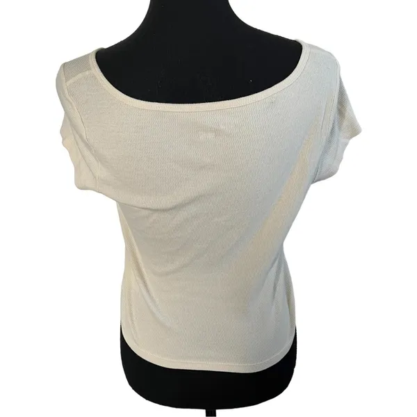 Aerie Fellin’ Good Knit Baby Short Sleeve T-Shirt Vintage Vanilla Medium Women’s - Image 3