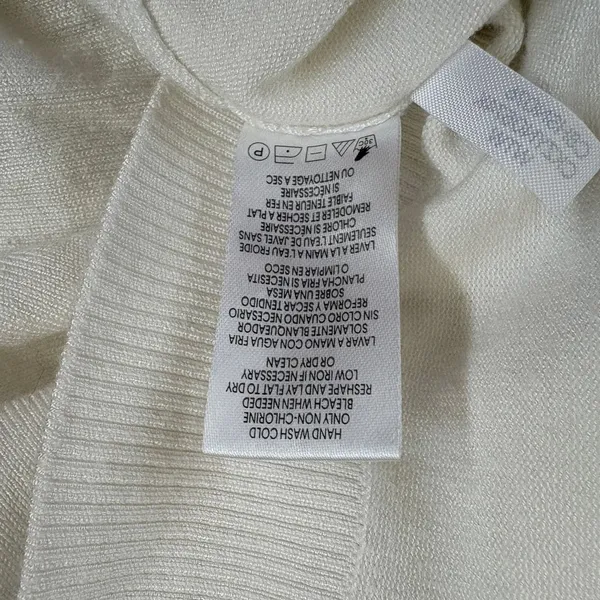 Calvin Klein White Mock Neck‎ Button Shoulder Sweater SZ M Classic Preppy - Image 8