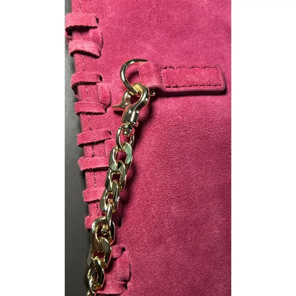 Nuciano Suede Fringe Crossbody‎ Pink Boho Western Festival Chain Strap Clutch - Image 10