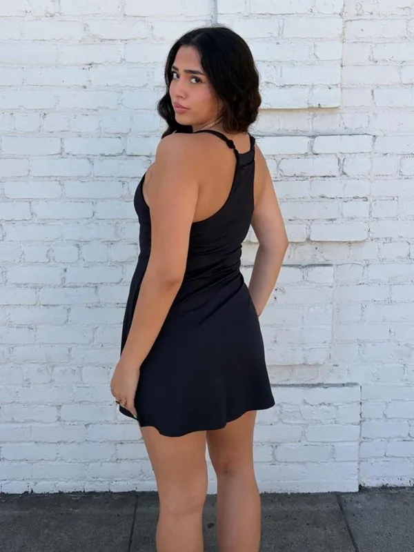 Halara Black mini tennis pickleball dress with built in bra sz L #athletic #sporty #preppy - Image 4