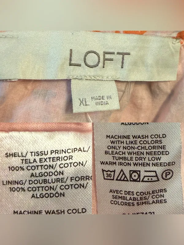 Loft Womens Shirt Blouse Pink Floral Short Sleeve Lace Detail Size XL - Image 10