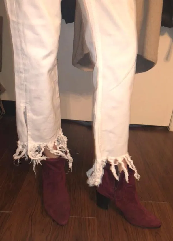 ZARA White Fringe Jeans - Image 5