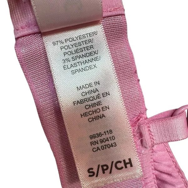 Juicy Couture Pink Silky Satin Logo Triangle Bralette Size S Bra Y2K Rave NEW - Image 7