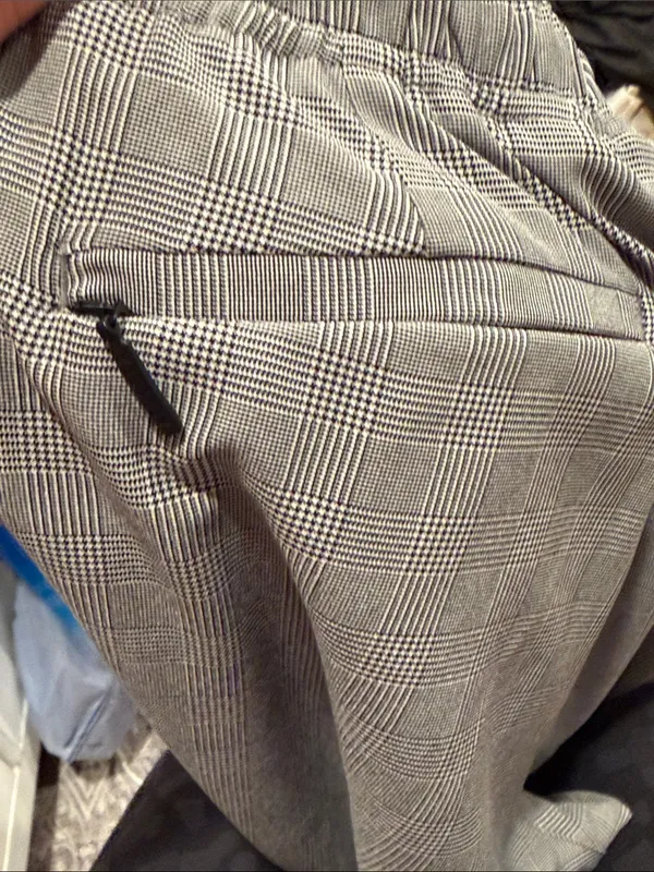 Athleta Brooklyn Grey Plaid Ankle‎ Pants with Black Side Stripe 2 - Image 4