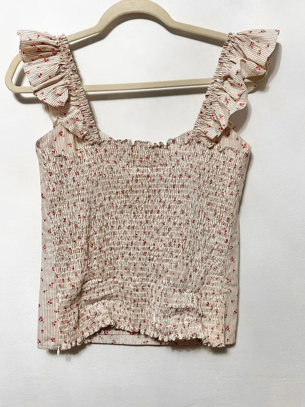 ianni bini retro coquette karen blouse flower garden ivory pink - Image 5