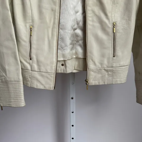 Arden B. Ivory Leather‎ Y2k VTG Moto Jacket Womens Small Full Zip Biker - Image 3