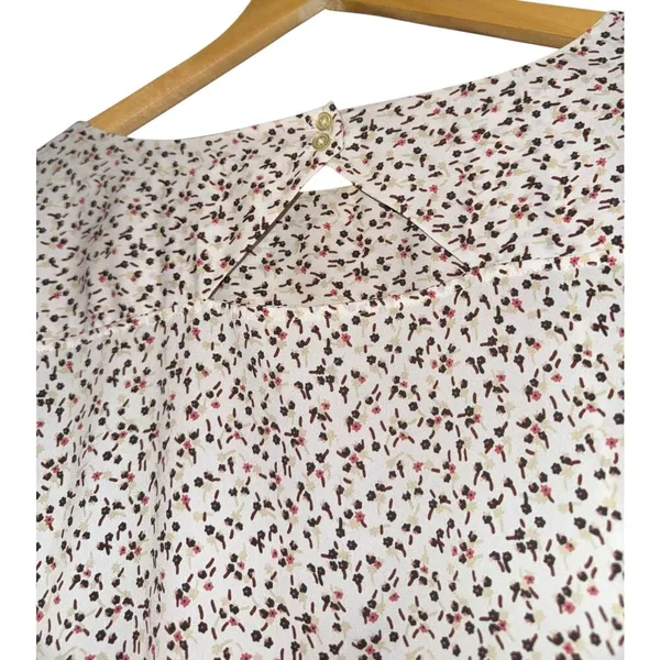Loft Ditzy Floral Blouse Womens 16 Flowy Lightweight Work Career Blouson Sleeves - Image 4