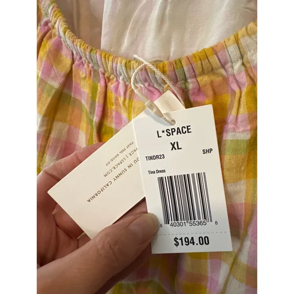 Anthropologie LSpace Tina‎ Strapless Smocked Cutout Plaid Maxi Dress XL NWT - Image 8