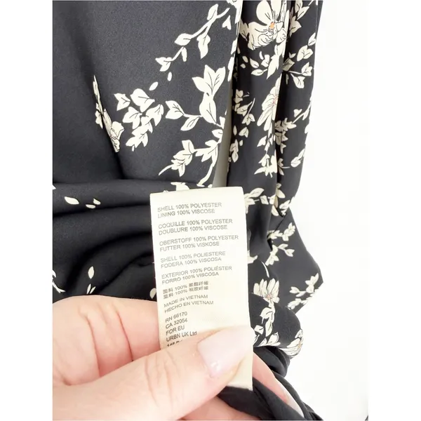 Free People Aries‎ Satin Floral Cut Out Back Mini Dress Women's L Boho Chic - Image 8