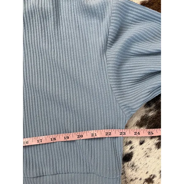 Alo Yoga Muse Hoodie‎ ribbed knit cropped In Blue Size Medium - Image 6