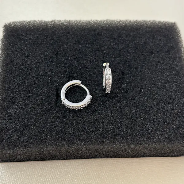 12mm CZ Small Hoop Earrings for Men Women Streetwear Punk Hip Hop Unisex Earring - Image 2