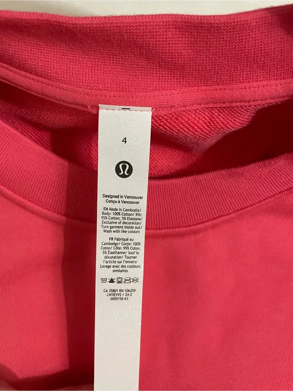 Lululemon Perfectly Oversized Crew Glazed Pink Sweatshirt Wordmark Size 4 - Image 5