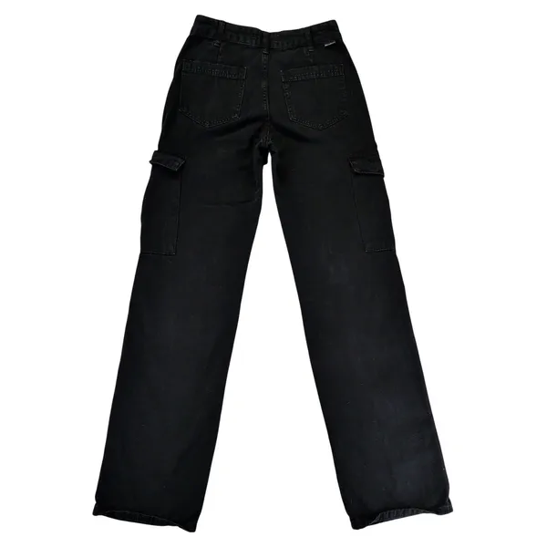 Pull&Bear Womens Black‎ Cotton Straight Leg Cargo Pants Size USA 2 EUR 34 - Image 2