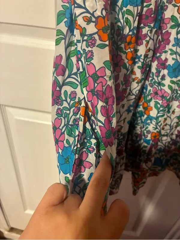 Anthropologie Roller Rabbit Blomst Ondika Floral Ruffle Mini Dress V-neck Size M - Image 5