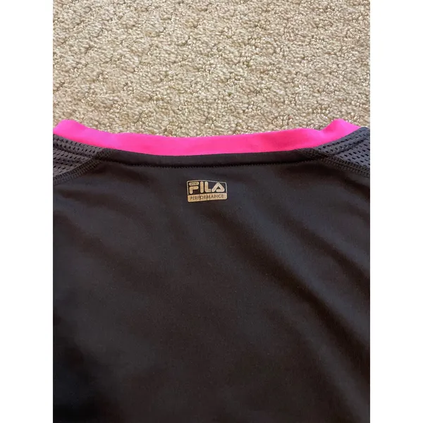 FILA Sport Performance Black V-Neck Short Sleeve Top - Image 3